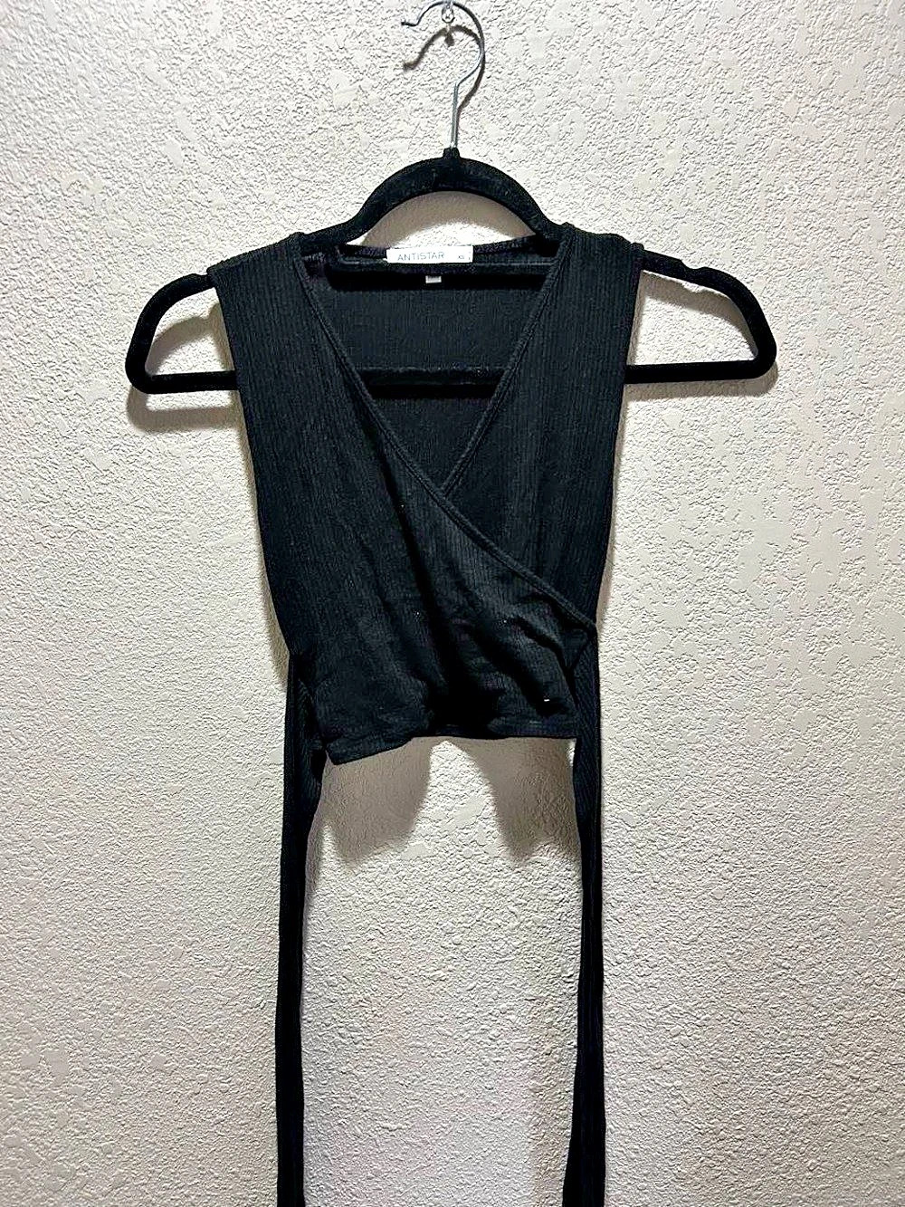 ANTISTAR Black Wrap-Front Bodysuit Size XS Like New